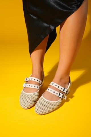 Luvishoes Luvi Shoes Lapıs Bej Hasır Kadın Kısa Topuklu Ayakkabı Bej