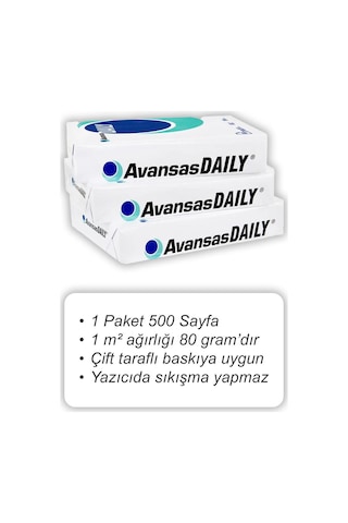 Düvenci Toptan Avansas Daily A4 Fotokopi Kağıdı 80 G. 500 Sayfa A4