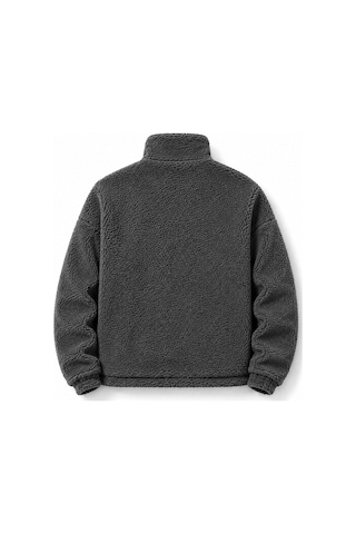Genius Store Oversize Peluş Erkek İçi Polarlı Tam Fermuarlı Sherpa Sonbahar Kış Kadın Polar Sweatshirt Oversıze-pelus Füme