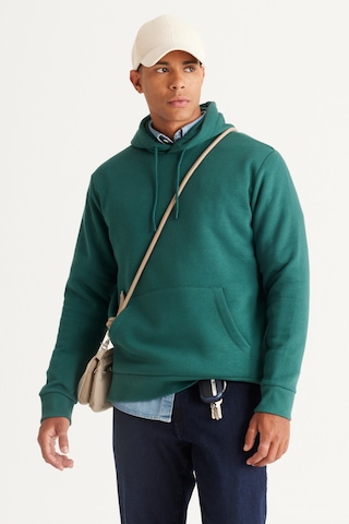 AC&Co / Altınyıldız Classics Erkek Koyu Yeşil Standart Fit Normal Kesim Kapüşonlu Kanguru Cepli Pamuklu Sweatshirt Koyu Yeşil