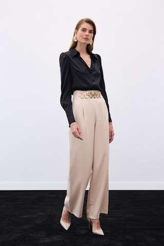 Sateen Kemerli Salaş Pantolon - Bej-136536 Bej