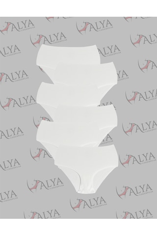 Alya Underwear Kadın Dikişsiz Külot Lazer Kesim Yüksek Bel İz Yapmayan Büyük Beden Hayalet Külot İzbırakmaz 6'lı Paket Ekru