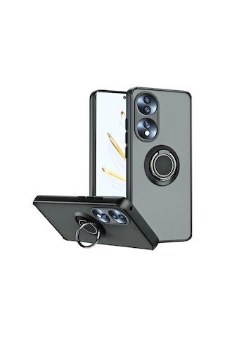 Honor 90 Yüzüklü Standlı Kılıf - Ultra Darbe Emici Silikon Kapak
