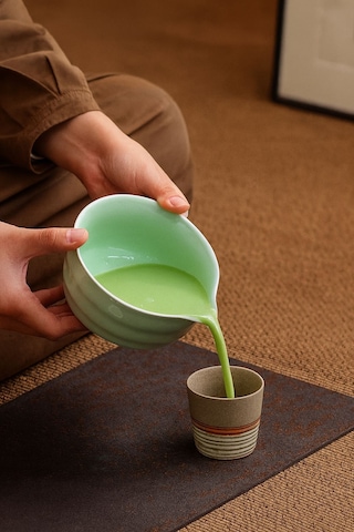 Seramik Chawan Matcha Çayı Köpürtme Kasesi Ve Whisk Matcha Tutucu Mt216 Yeşil