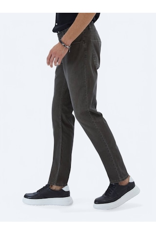 Kahverengi Slim Fit Denim Pamuk Karışımlı Pantolon Kahverengi