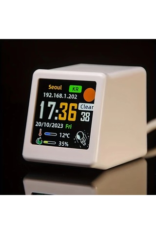 Topshop1 Siyah Mini Wifi Akıllı Hava İstasyonu Saati Sıcaklık Nem Zaman Alarm Masaüstü Dekorasyon Taşınabilir Küçük Hava İstasyonu Ev Oyun Odası