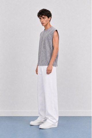Respire Erkek Yıkamalı Tank Top Atlet Gri