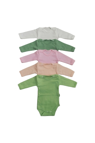 Özdemirli Bebe Uzun Kollu Çıtçıtlı Badi Bisiklet Yaka Body Zıbın (5li Paket)