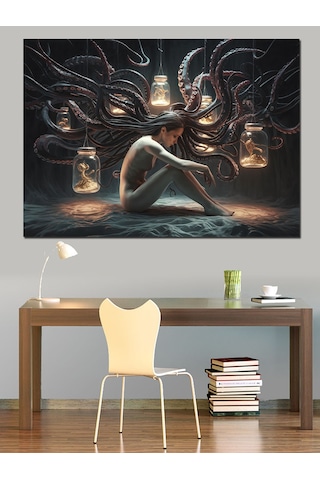 Medusa Figürü Dekoratif Kanvas - Mdf Ahşap Tablo