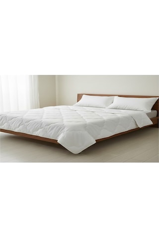Kapitone Dolgulu Çift Kişilik Yorgan 195x215 Cm Beyaz