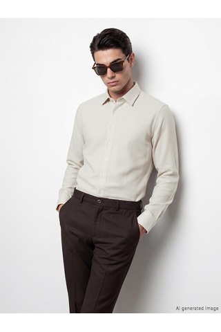 Lcw Busıness Bej Slim Fit Armürlü Erkek Gömlek