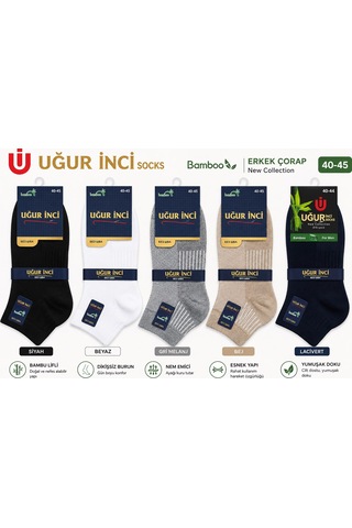 Uğur İnci Bambu Çorap Unisex Nefes Alabilen Terletmez Antibakteriyel Yumuşak Günlük Çorap 6'lı Paket Siyah