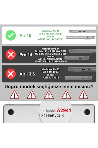 Apple MacBook Uyumlu Air 13.6 Inç 2025 A3240 M4 - A3113 M3 - A2681 M2 Işlemcili Türkçe Q Silikon Klavye Koruyucu Açık Mavi