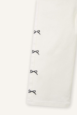 Defacto Wıde Leg Fiyonk Nakışlı Gabardin Pantolon Kız Bebek G8150a526spwt34 Beyaz-wt34