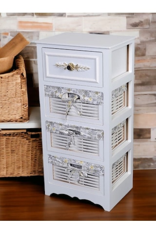 Ahşap 4 Çekmeceli Hasır Görünümlü Sebzelik