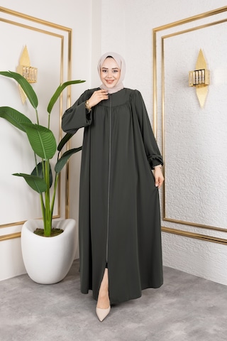 Ön Ve Arka Robalı Ferace - Haki / F0142 Haki