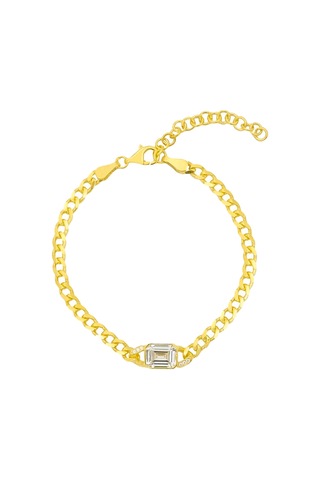 Baget Taşlı Zincir Bileklik 719111 Gold Gümüş