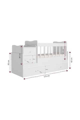 Baby Darling Sansa Büyüyen Beşik Beyaz Mdf Beyaz