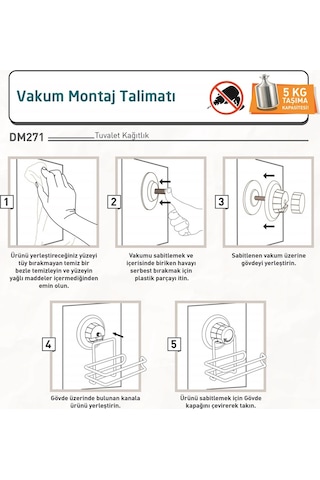 Teknotel Delme Matkap Yok! Vakumlu Tuvalet Kağıtlık Krom Dm271