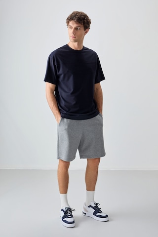 Air Jones Tommy Life Lacivert Pamuklu Kalın Yumuşak Dokulu Oversize Fit Basic Erkek T-shirt - 88378 Lacivert