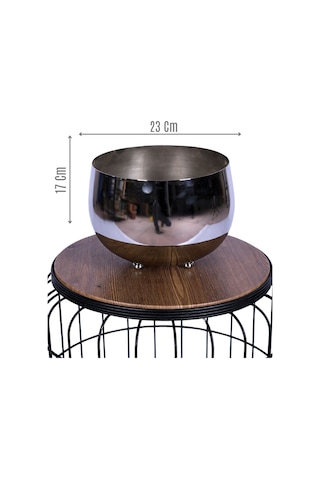 Yapay Çiçek Sitesi Metal Dekoratif Saksı 17 Cm Gümüş