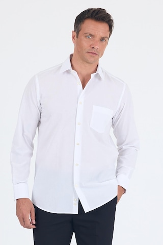 İmza Beyaz Uzun Kol Pamuklu Basic Comfort Fit Gömlek 1004250002 Beyaz