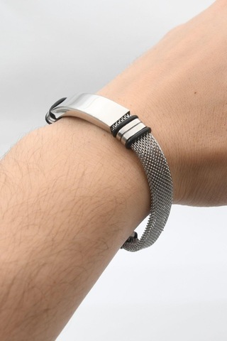 Hasır Model Paslanmaz Çelik Bileklik 10 Mm 902115 Gümüş