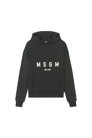 Msgm Çocuklar Için Logo Baskılı Pamuklu Kapüşonlu Sweatshirt - Koyu Gri