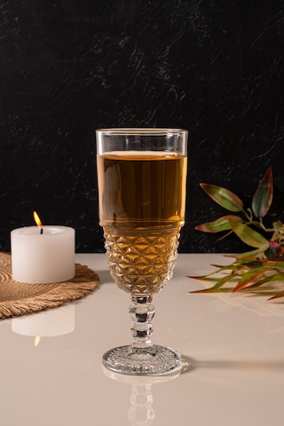 Mest 6 Adet Cam Ayaklı Kahve Yanı Su Bardağı Seti 220 Cc Sade