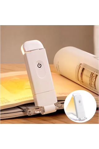 Beyaz Renk Kitap Okuma Işığı 3 Farklı Işık Rengi 3 Kademe Işık Kitap Ayıracı Usb Şarjlı Beyaz
