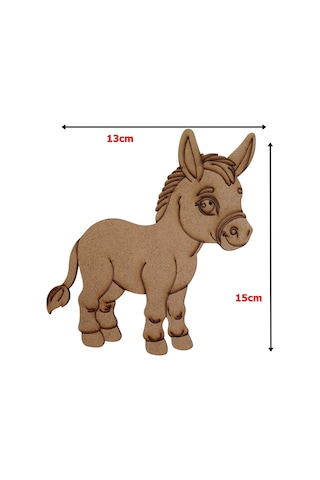 Boyanabilir Ahşap Eşek Figürü 15x13 Cm 10 Adet
