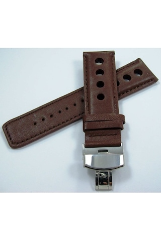 Bizon Deri Saat Kayışı 20Mm Spor Kahverengi Klipsli Saat Kordonu (305179214)