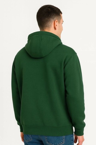 Mbb E-ticaret Erkek Kapüşonlu Hoodie Cepli Çıtçıtlı 3 İplik Pamuklu Sweatshirt - Haki