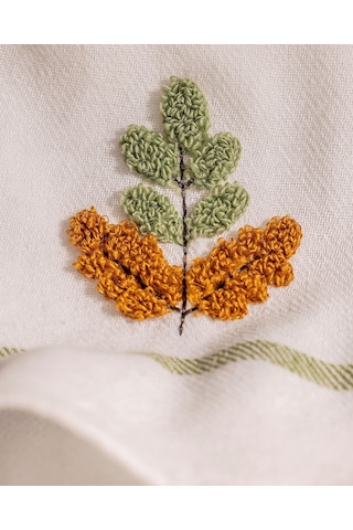 Fleur Nakışlı 2' Li Pamuklu Kurulama Bezi - Beyaz/yeşil 8684427202128 Çok Renkli