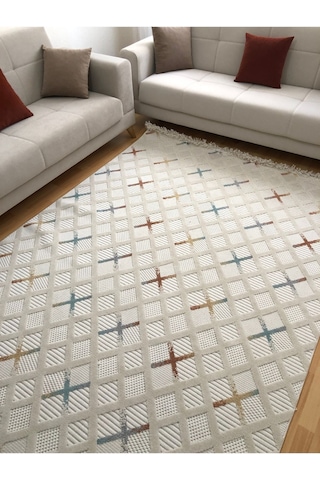 Luxess Halı Dizayn 1100 Multi Renkli İskandinav Bohem Tarzı Desen Hav Vermez Tozumaz Modern Halı Renkli