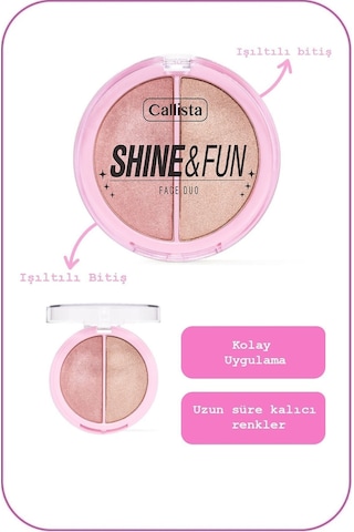 Callista Shine & Fun Face Duo Toz Allık Ve Aydınlatıcı Palet - 130 Shine Squad
