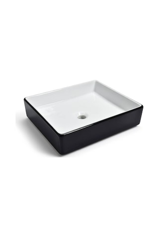 Ideal Standard - Tezgah Üstü Lavabo 50x41 Cm İç Beyaz Dış Siyah - 25051c- Beyaz, Siyah