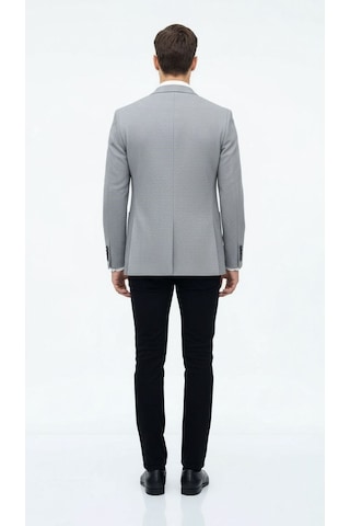 Plus Scorpion Açık Gri Kırçıllı Erkek Blazer Ceket Torba Cepli, Çift Yırtmaçlı, Dokulu Premium Kumaş Slim Fit Gri