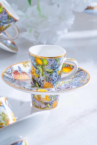 Capri 6 Kişilik Porselen Kahve Fincanı Takımı - 90 Ml Ryl-07038/8-cap Renkli Ryl-07038/8-cap Çok Renkli