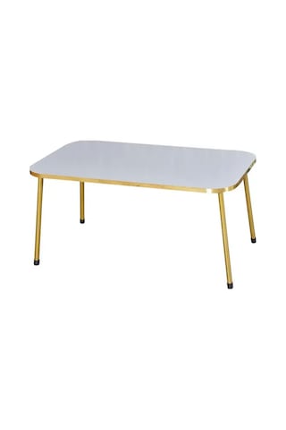 Orta Sehpa Gold Metal Ayak Beyaz