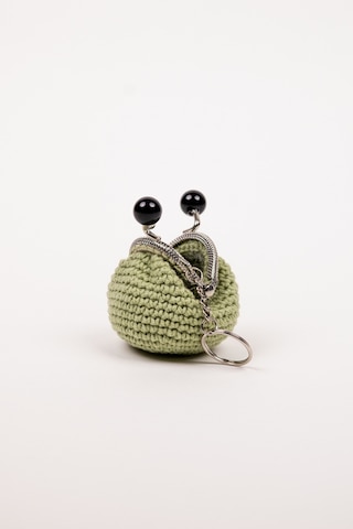 Fabric Craft Bag Mini Bozuk Para Cüzdanı Anahtarlık Klipsli Yeşil