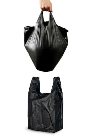 Kalın Siyah Poşet 28x50 Cm Orta Boy 1 Kg Hışır Atlet Poşet Market Manav Poşeti Çöp Poşeti