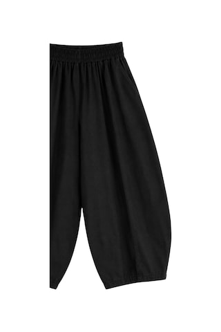 Vadon 1035 Kadın %100 Pamuk Gabardin Balon Paça Lastikli Bel Pantolon Siyah