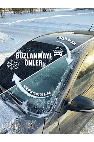 Beylini Oto Cam Buzlanma Önleyici Branda Araç Cam Buz Koruyucu Kışlık Koruyucu Kar Buz Önleyici Ön Cam Tente 130 X 150 Cm