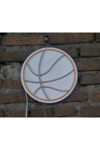 Basketbol Topu Neon Led Duvar Aydınlatması - 28x28 Cm