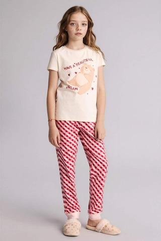 Defacto Regular Fıt 2li Pijama Takımı Kız Çocuk H0151a826sper103 Ekru-er103