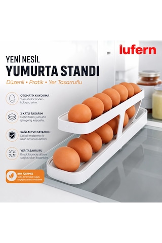 Özel Tasarım Yeni Nesil Yumurta Standı Pratik Buzdolabı Düzenleyici İki Katlı Mutfak Düzen Çok Renkli