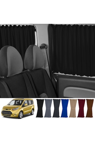 Pandami Ford Connect 1.nesil 2002-2013 Uyumlu Siyah Raylı Oto Perde Takımı