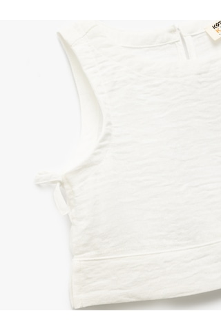 Koton Bisiklet Yaka Dokulu Kolsuz Crop Bluz Beyaz 5skg60140aw Beyaz