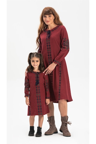 Uzun Kol Mahur Çocuk Pazen Elbise Bordo Brd Bordo